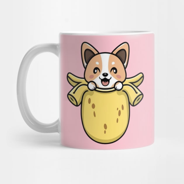 a kawaii corgi banana coming out of it by YuriArt